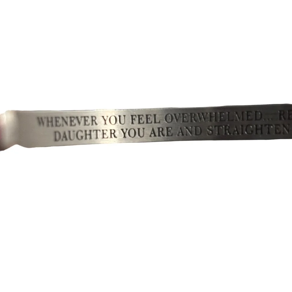Mint & Lily Silver Straighten‎ Your Crown Daughter Inspirational Cuff Bracelet